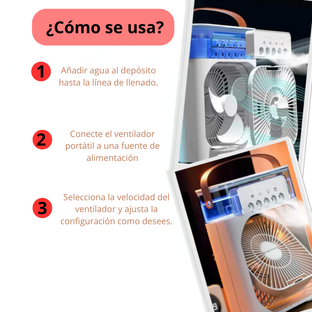 Ventilador de Aire Portátil con Nebulizador – Enfriamiento Rápido
