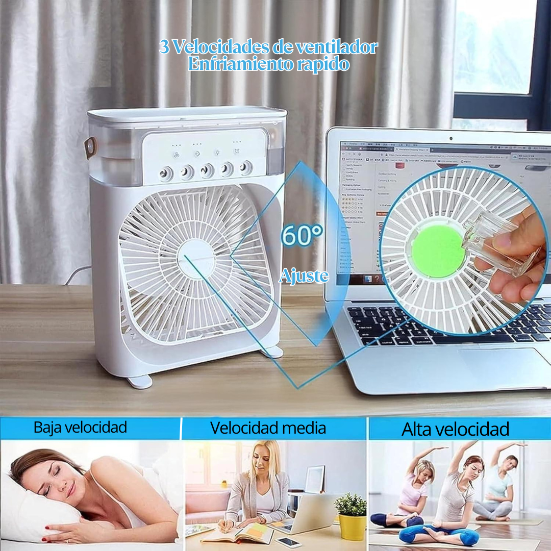Ventilador de Aire Portátil con Nebulizador – Enfriamiento Rápido